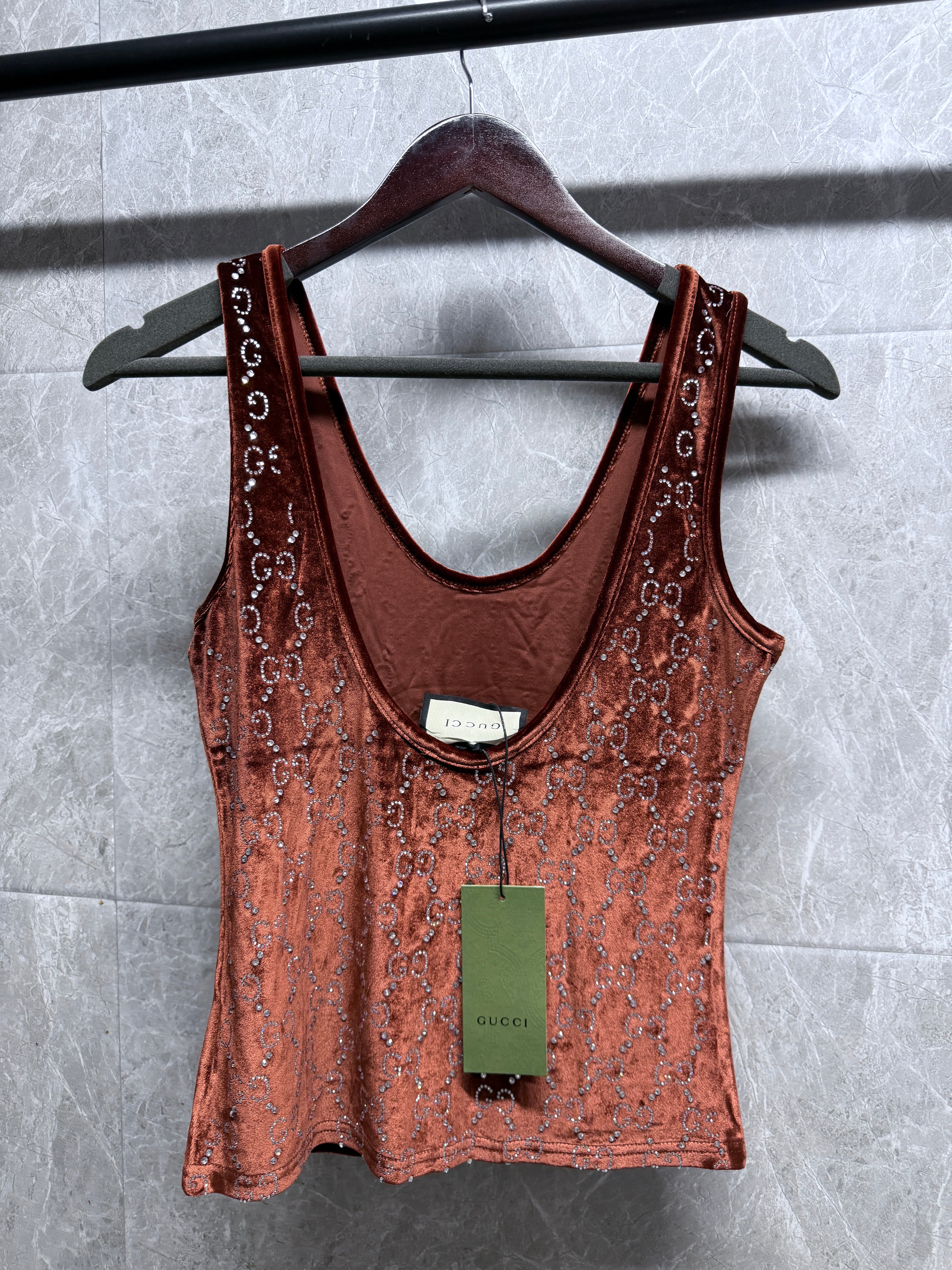 Pre-Order Brown Rhinestone GG top