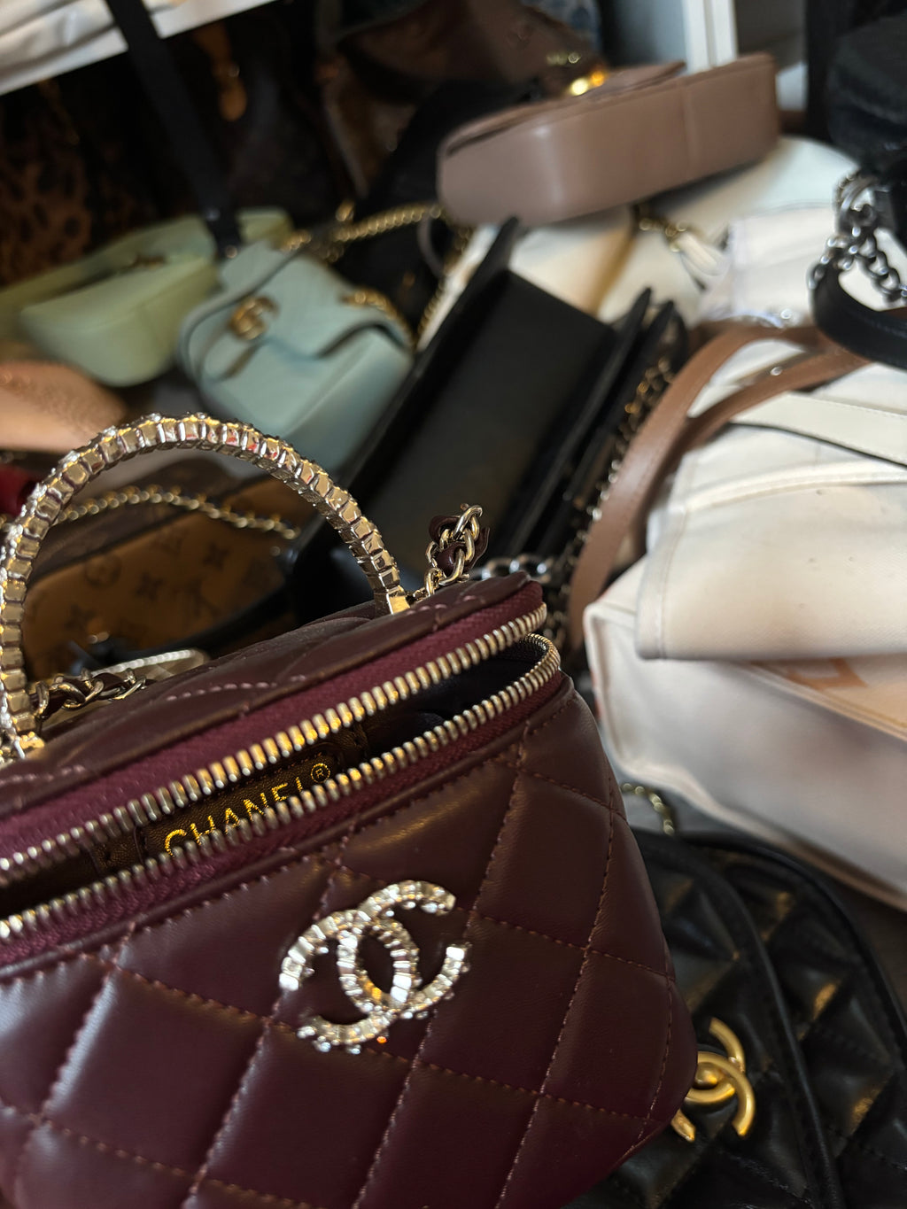 C Burgandy Vanity Bag