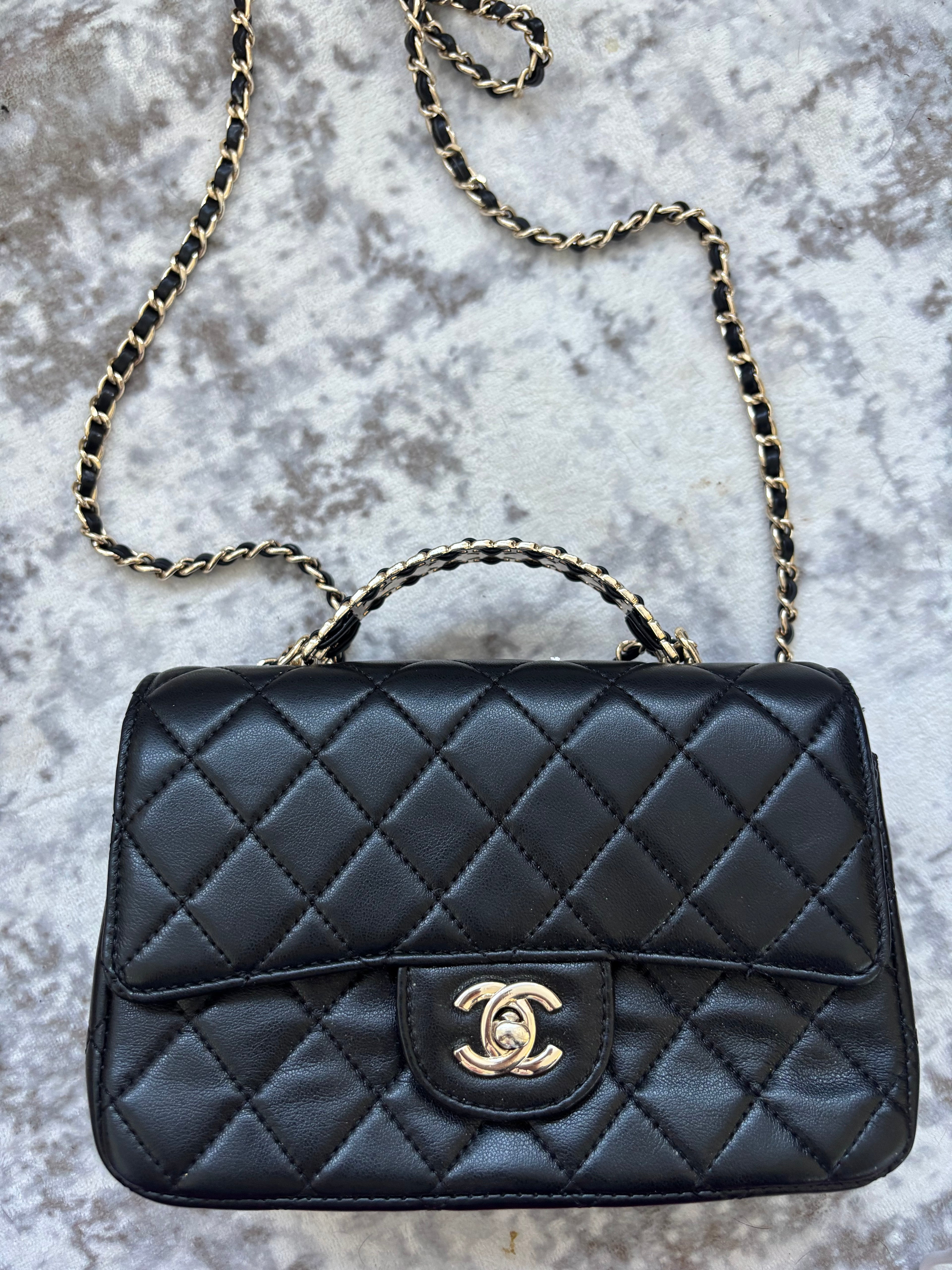 Black Crystal Top Handle C bag
