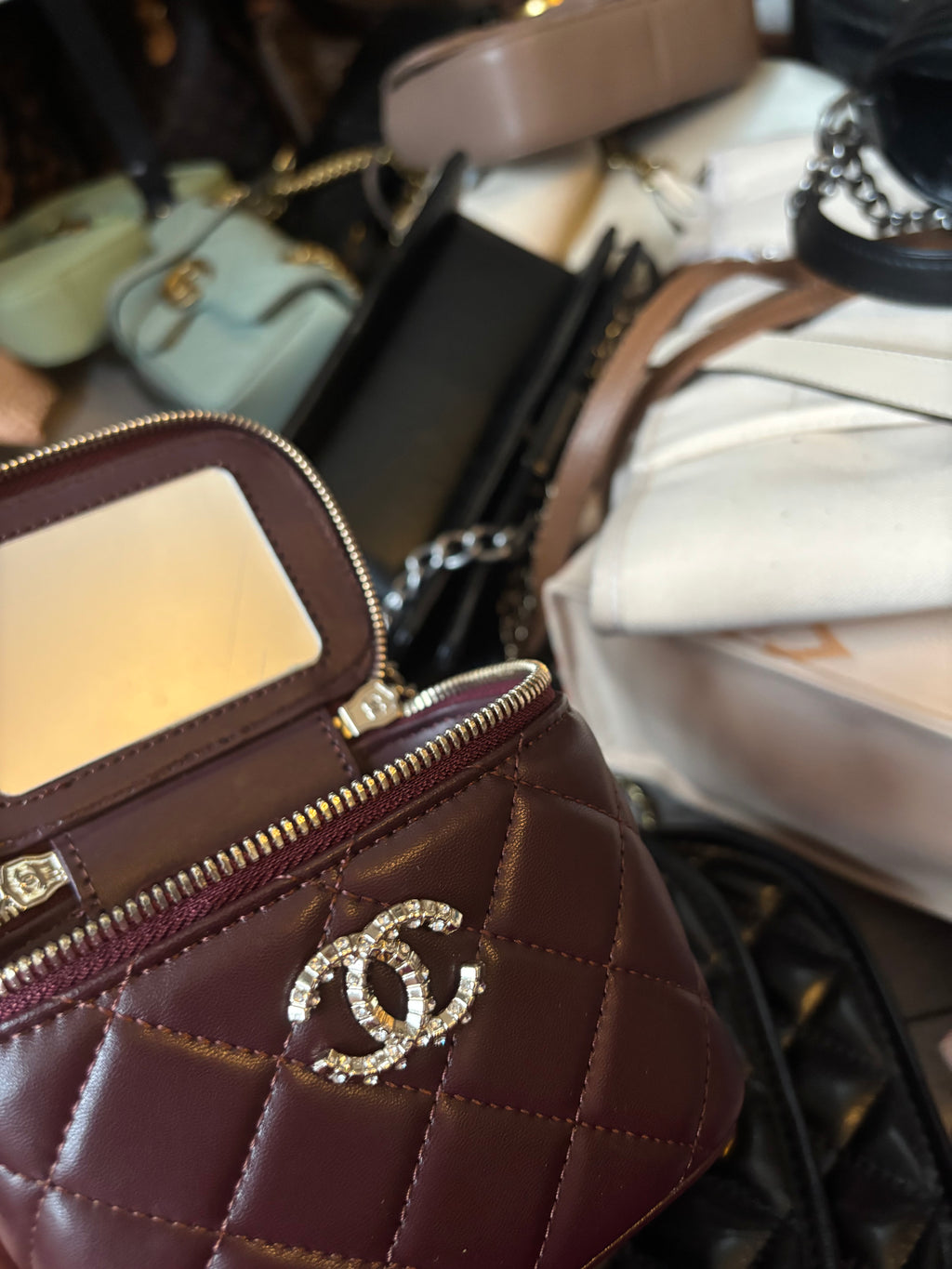 C Burgandy Vanity Bag