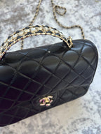 Black Crystal Top Handle C bag