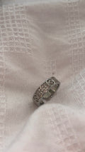 Rhinestone silver F Ring