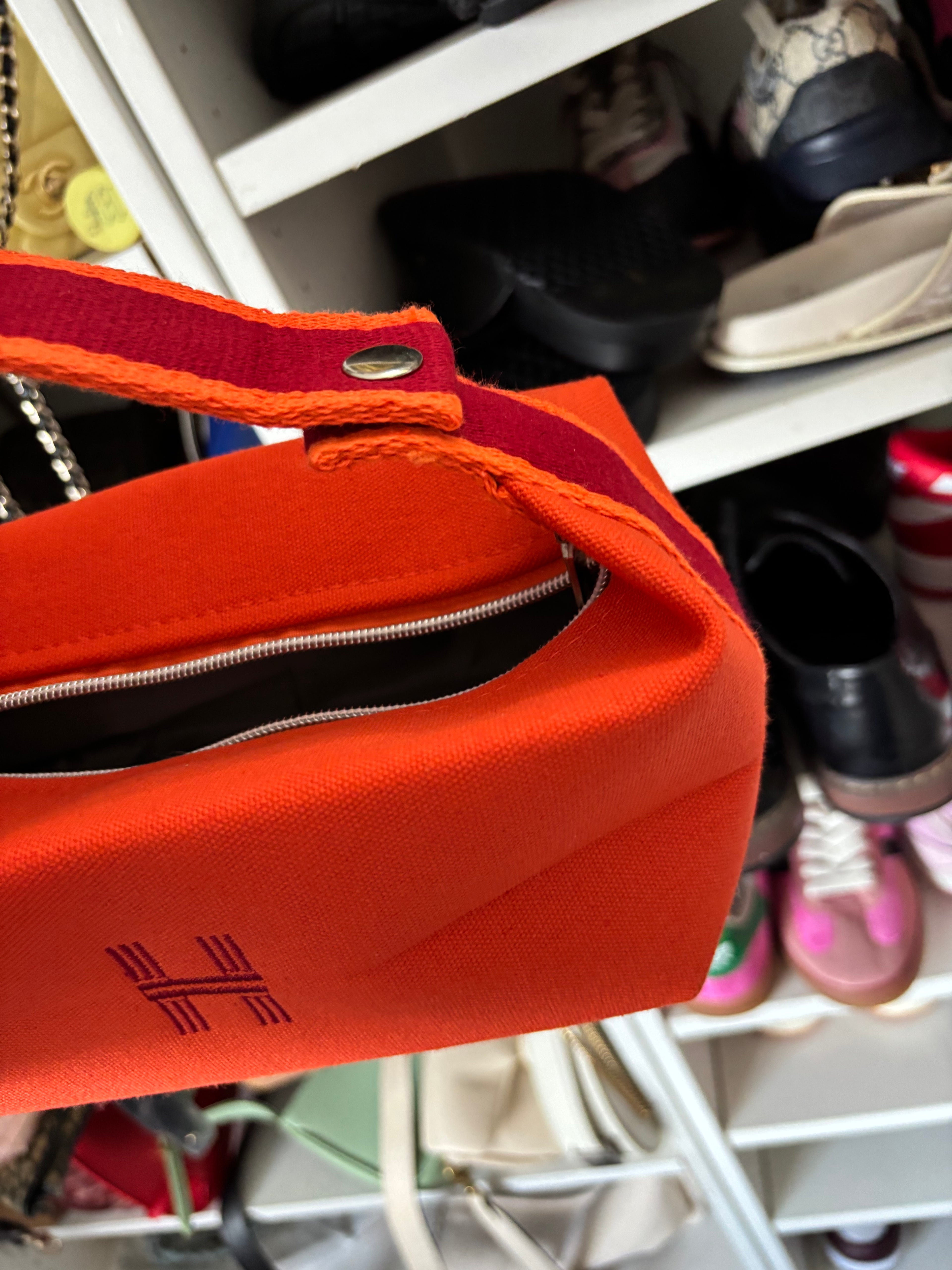 Orange H Makeup Bag