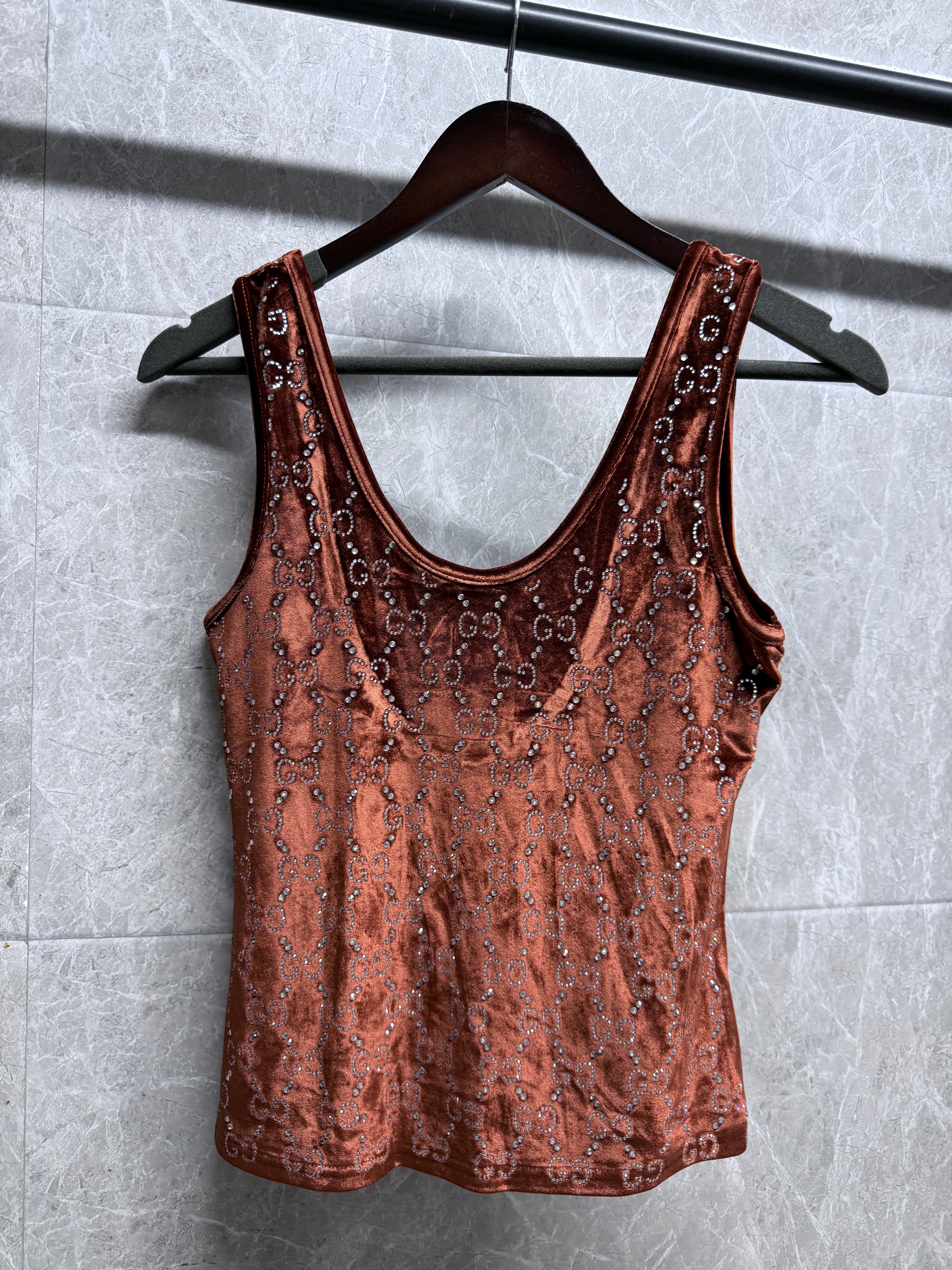 Pre-Order Brown Rhinestone GG top