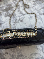 Black Crystal Top Handle C bag