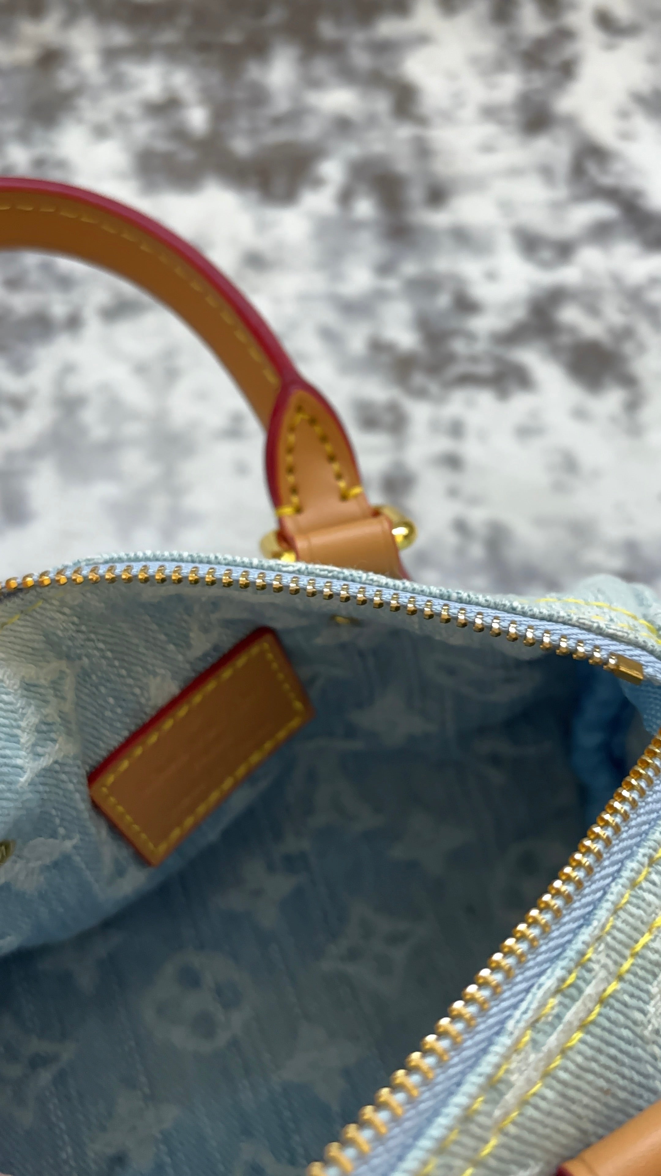 Blue Denim L Mini Speedy